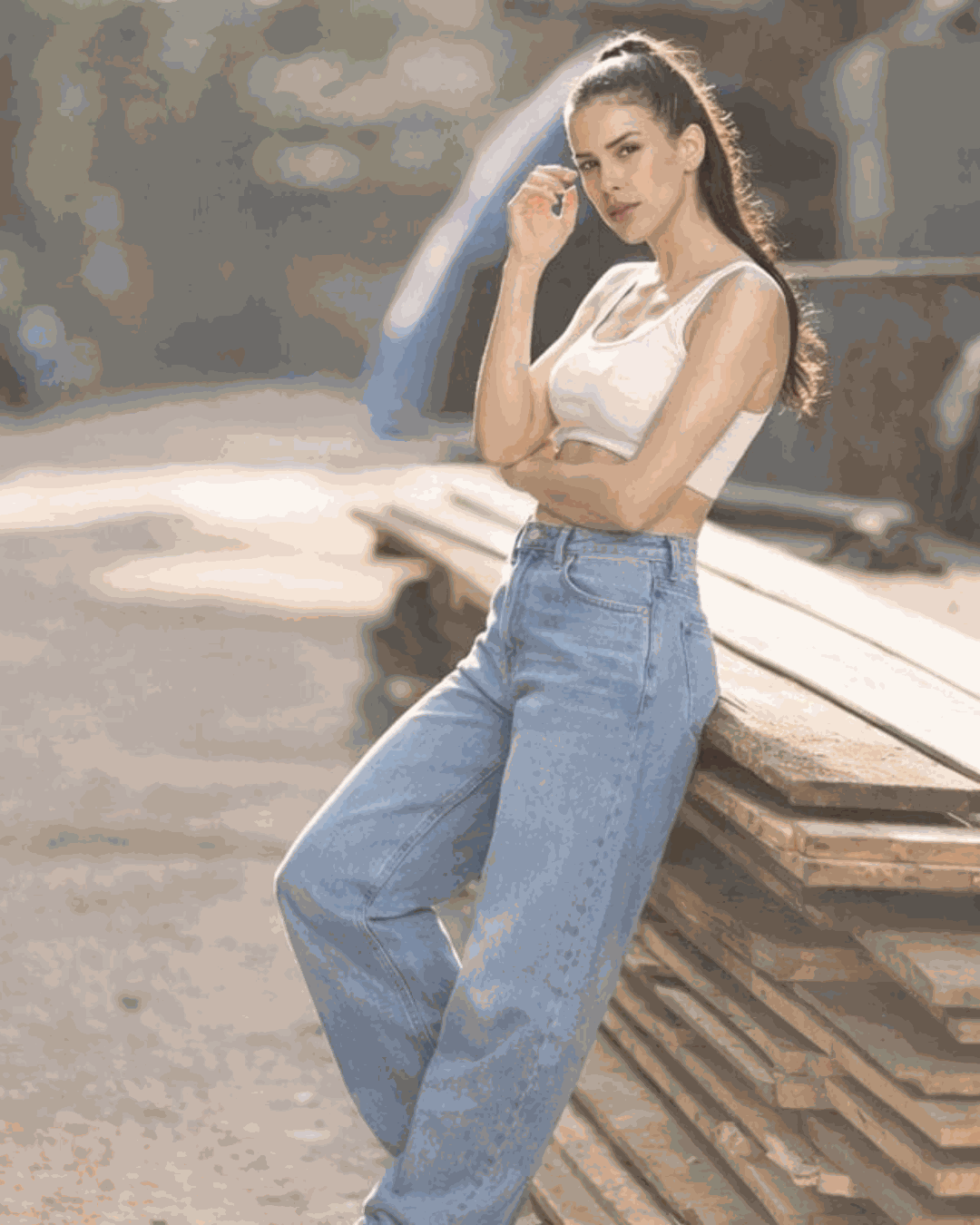 Light Blue Wide-Leg Jeans
