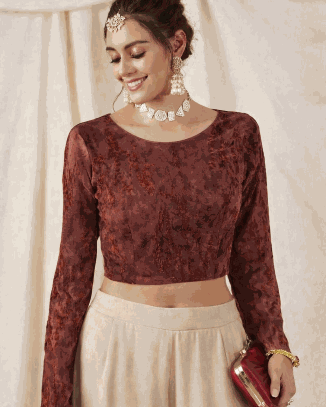 Wine Designer Blouse